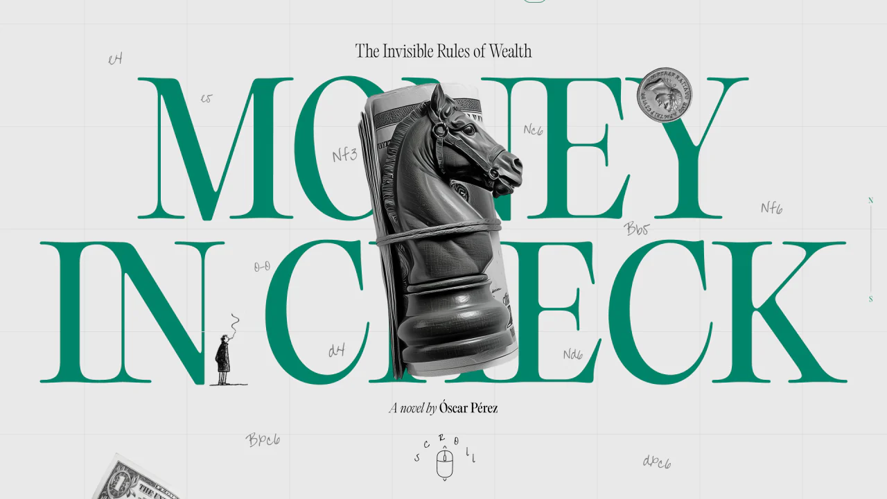 Money in Check — interactive editorial site for the novel by Óscar Pérez